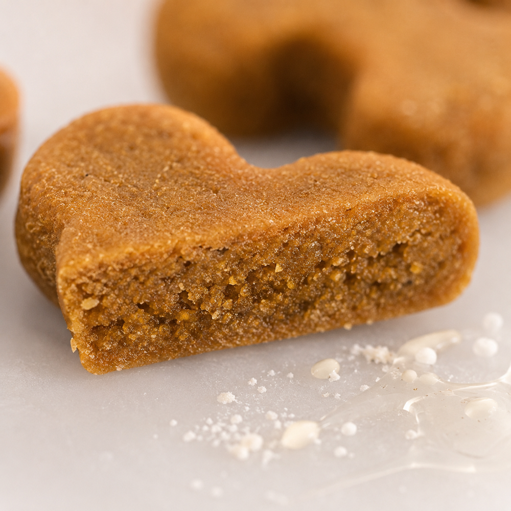 Close-up showing the soft texture inside an ItchEase chew
