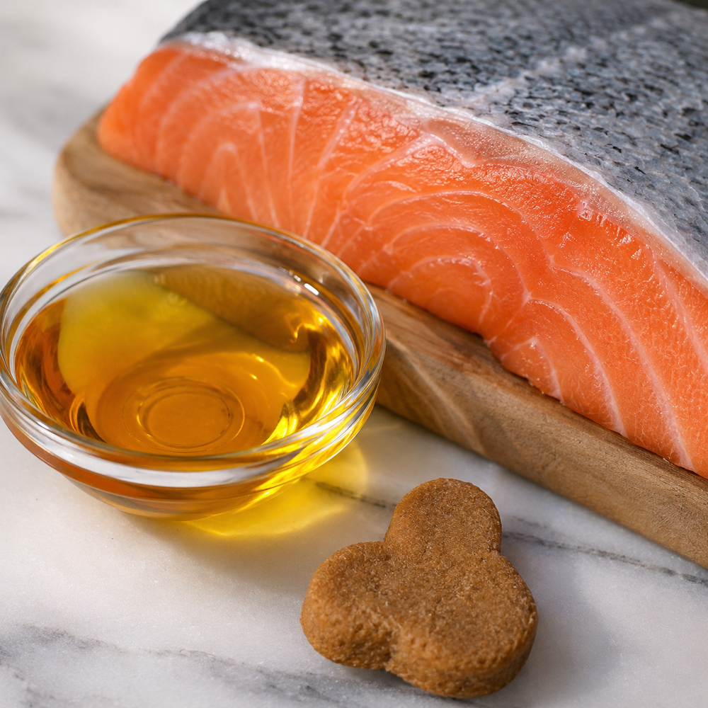 Salmon, salmon oil and a skin support chew